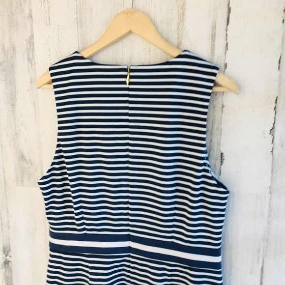 Draper James Striped Ponte Sheath Dress Navy Work - Picture 10 of 12
